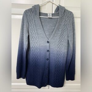 Hooded Ombré Button Closure Cardigan